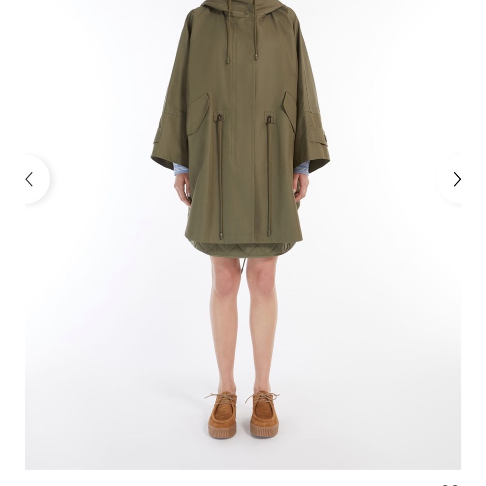 MaxMara Olive Green Hooded Cape Jacket